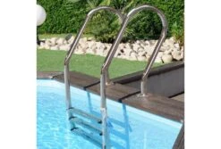 GRE Gré Houten Zwembad Loire | 815 X 420 X 146 Cm -Zwembad Verkoop gr houten zwembad loire rvs binnentrap